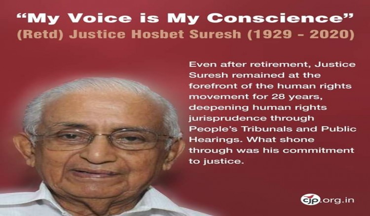 condolence on loss of (Retd) Justice Hosbet Suresh